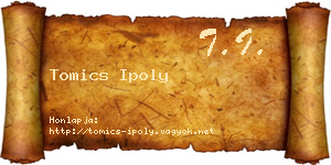 Tomics Ipoly névjegykártya
